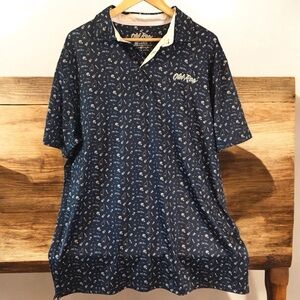 NWT Old Row Navy Men's 3x Polo Shirt Tailgater pattern